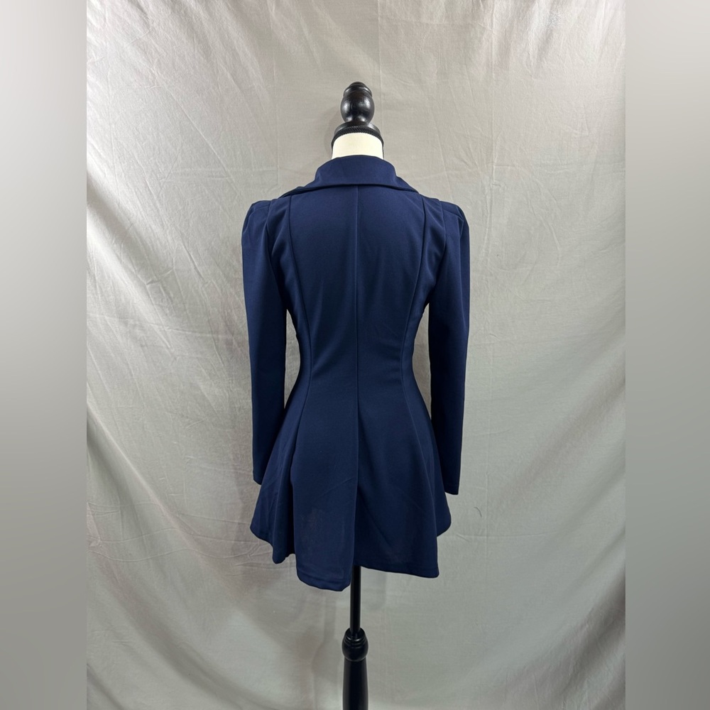 Notch Collar Double Breasted Blazer Dress Navy Blue - Picture 8 of 8